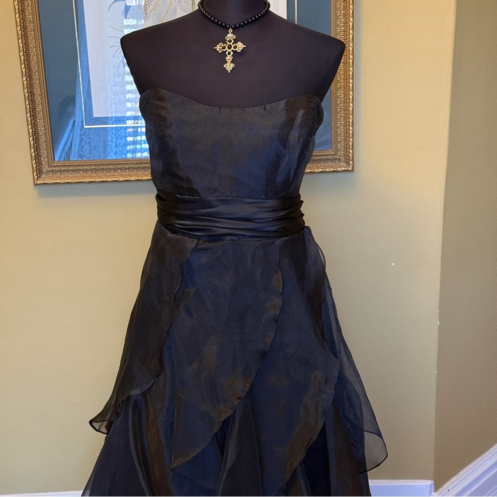 David's Bridal Strapless Black Gown - Picture 3 of 9